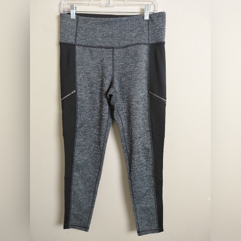 Athleta Metro Drifter Zip Pocket High Rise Leggings Herringbone Large Petite